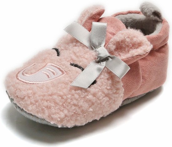 Warme en zachte babyslofjes - Pantoffels van Baby-Slofje - Roze olifant