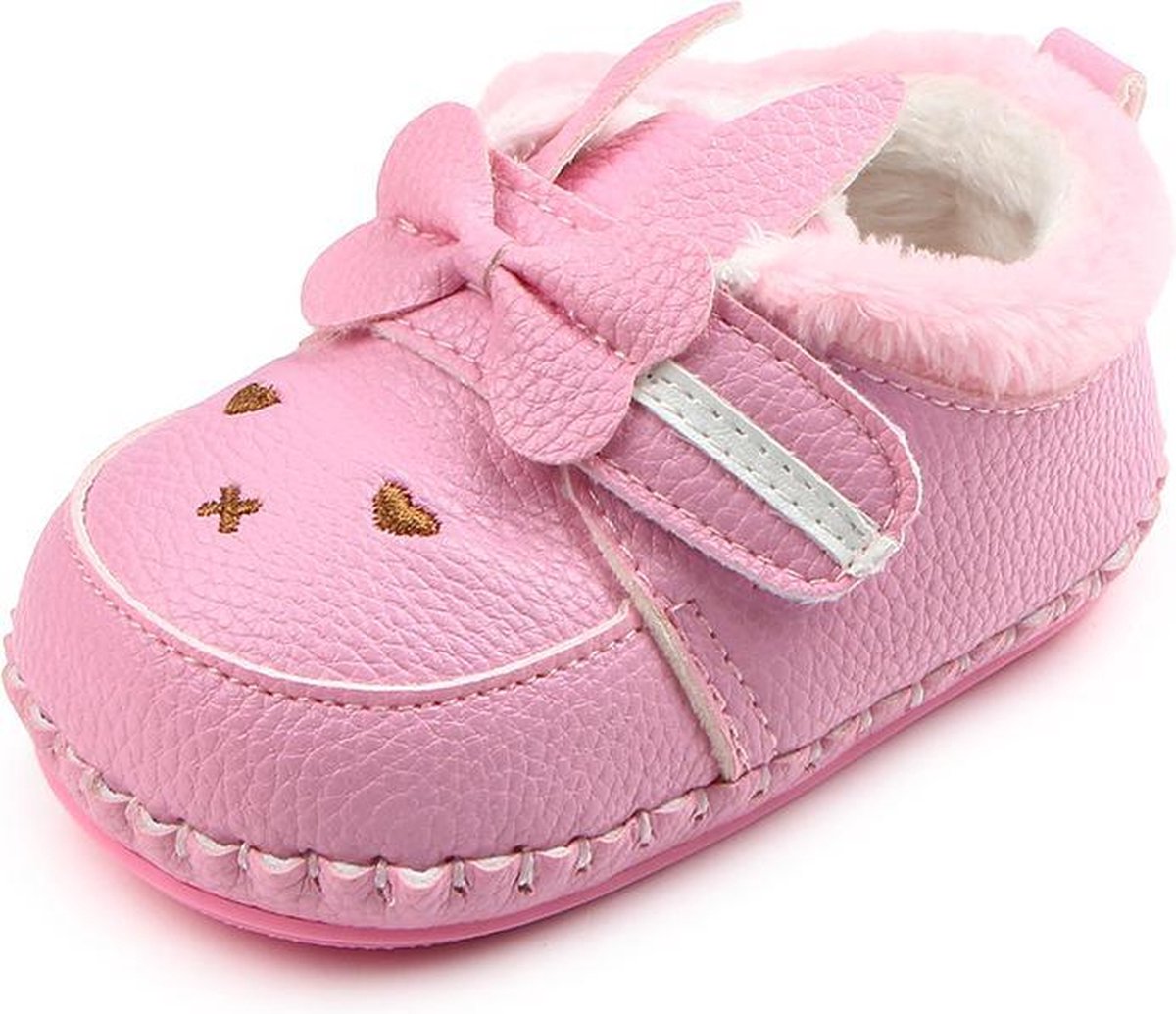 Roze babyschoentjes van kunstleer - konijn