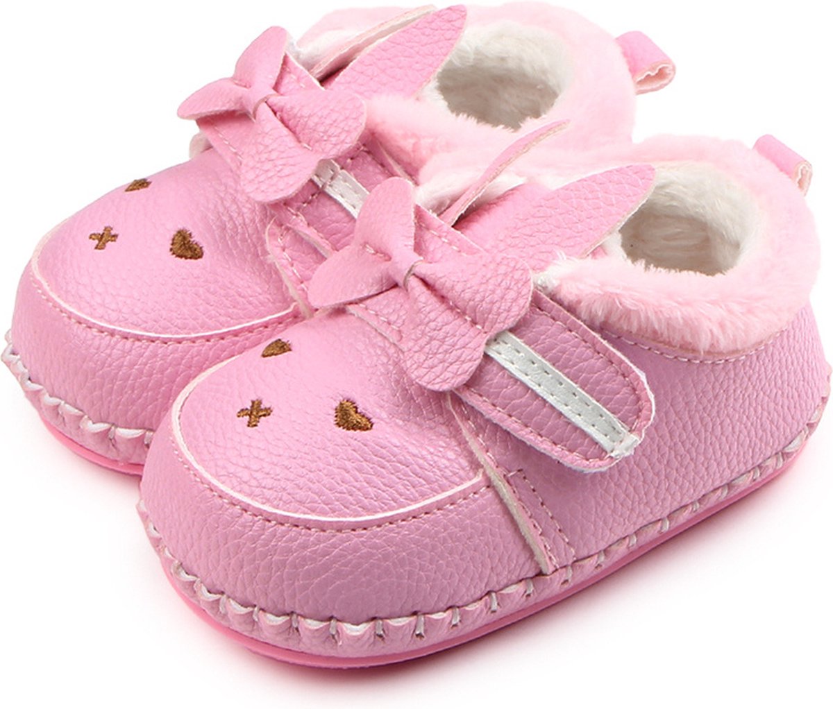Roze babyschoentjes van kunstleer - konijn
