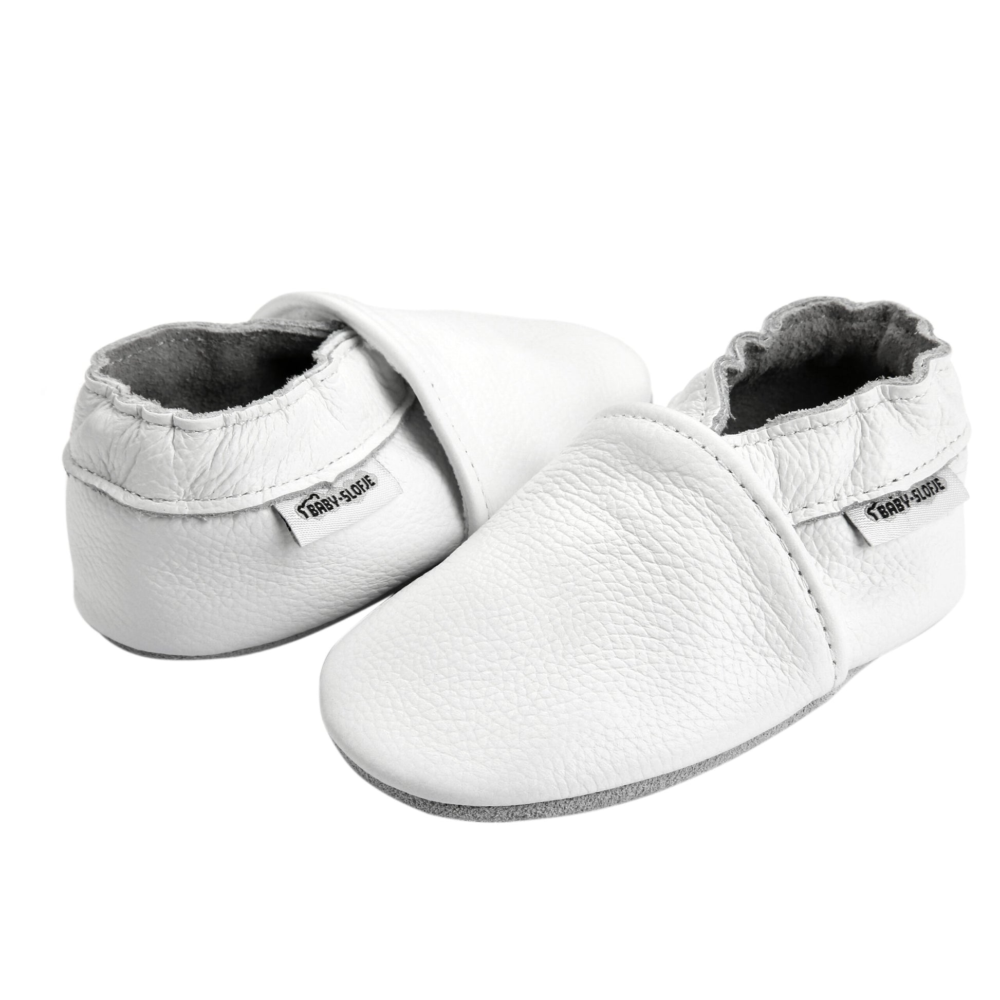 Leren witte effen babyslofjes van Baby-Slofje - Main Image